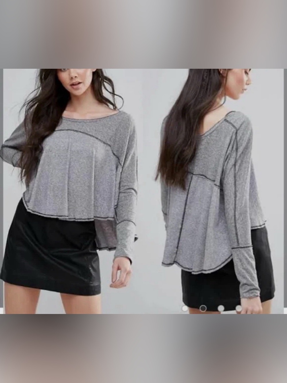 Free People We the Free Cloud Nine Grey Long Sleeve Top Size Medium